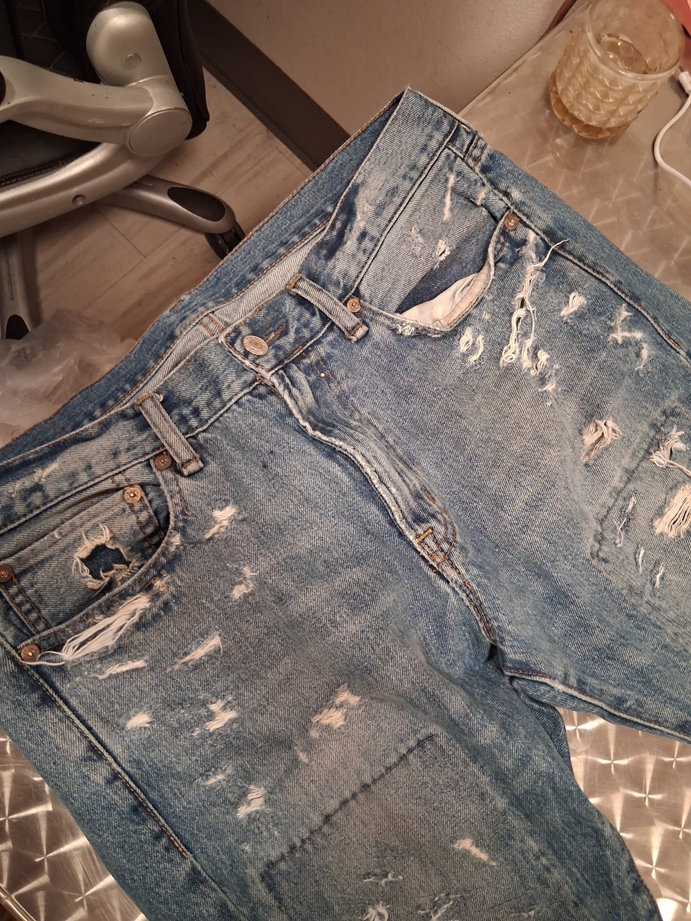 Denim & Supply Ralph Lauren Light Blue Distressed Slim Jeans - Picture 4 of 8